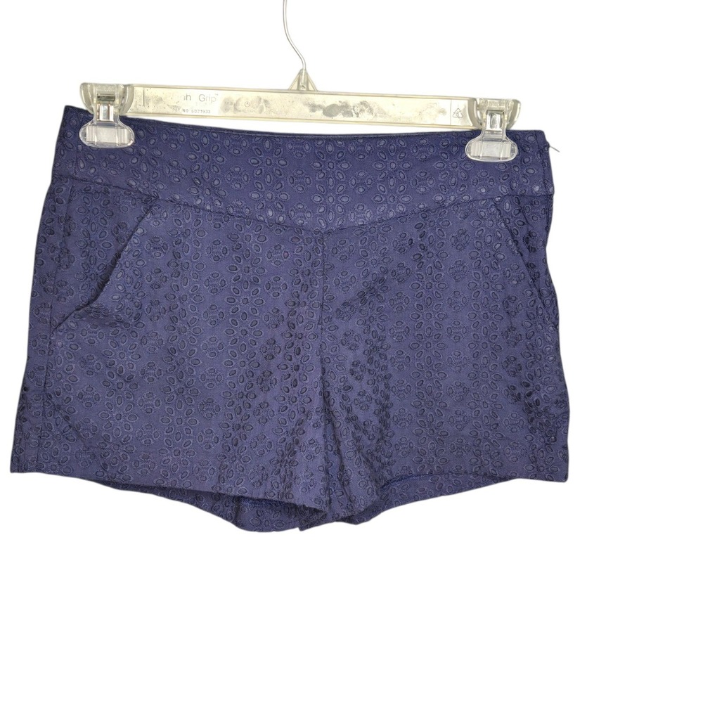 Lilly Pulitzer Eyelet‎ Shorts Navy Blue Cotton Blend Pockets Size 2